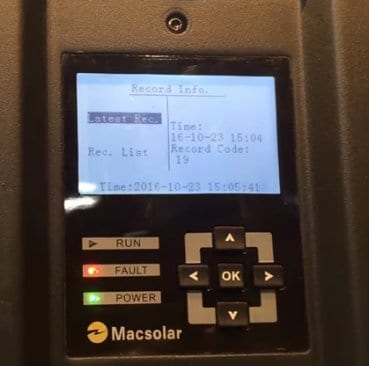 MacSolar error record code 19