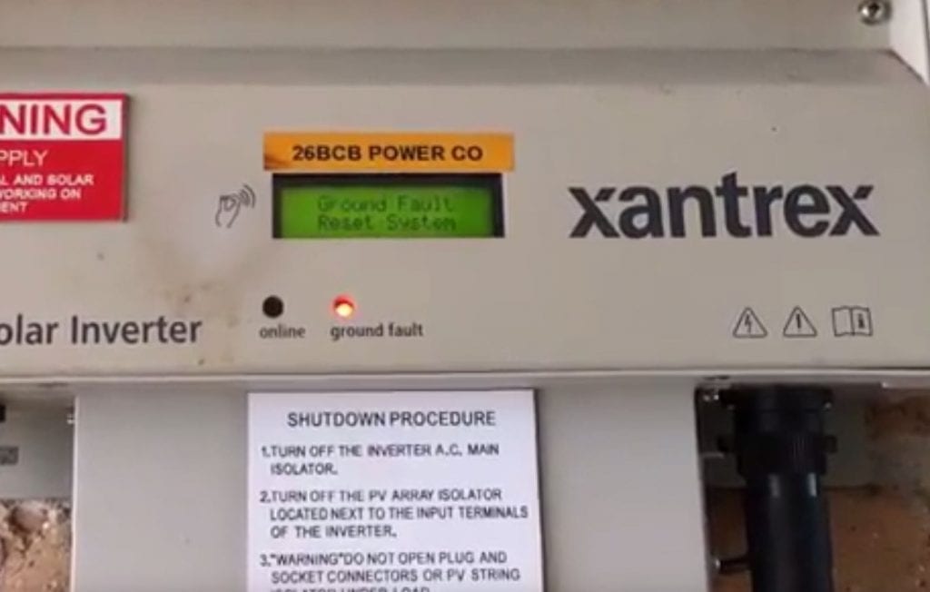 Xantrex Solar InverterGround Fault Reset System Error Message